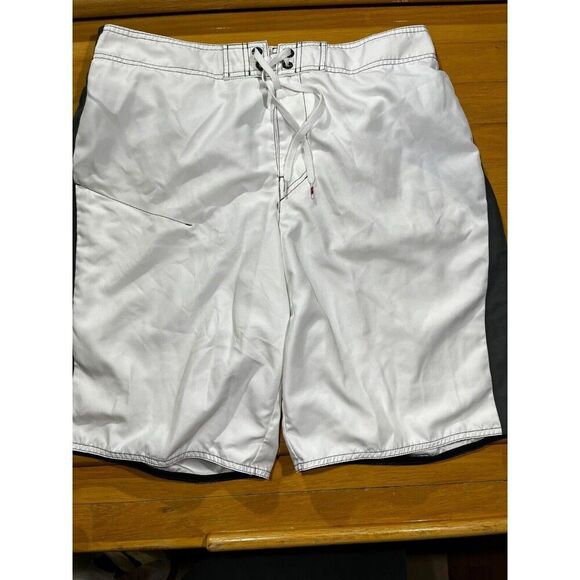 Tony Hawk Board Shorts Mens XL White and Blue Mesh Lining Swim Trunks - Picture 1 of 6